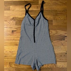 Petit Bateau Black and White Striped Women's Pajama Romper